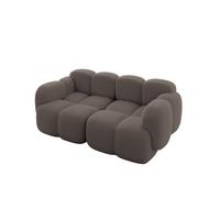 2-SITZER modulares Sofa Miko-S1 214x118x75 cm Braun Bouclé - Dunkelbraun/Schwarz, Holzwerkstoff/Kunststoff (214/75/118cm) - ALTDECOR