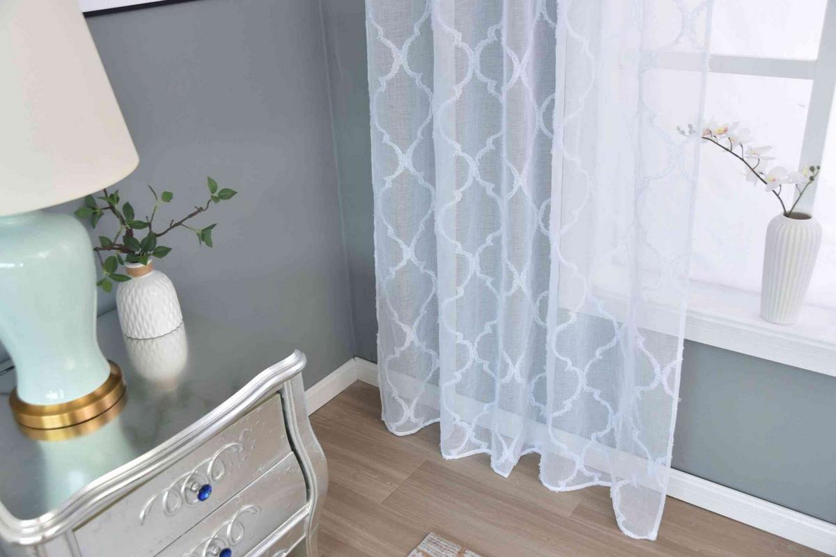 GARDINE VALENCIA HxB 245x145 cm Natur Lacework - Weiß, Textil (145/245cm)