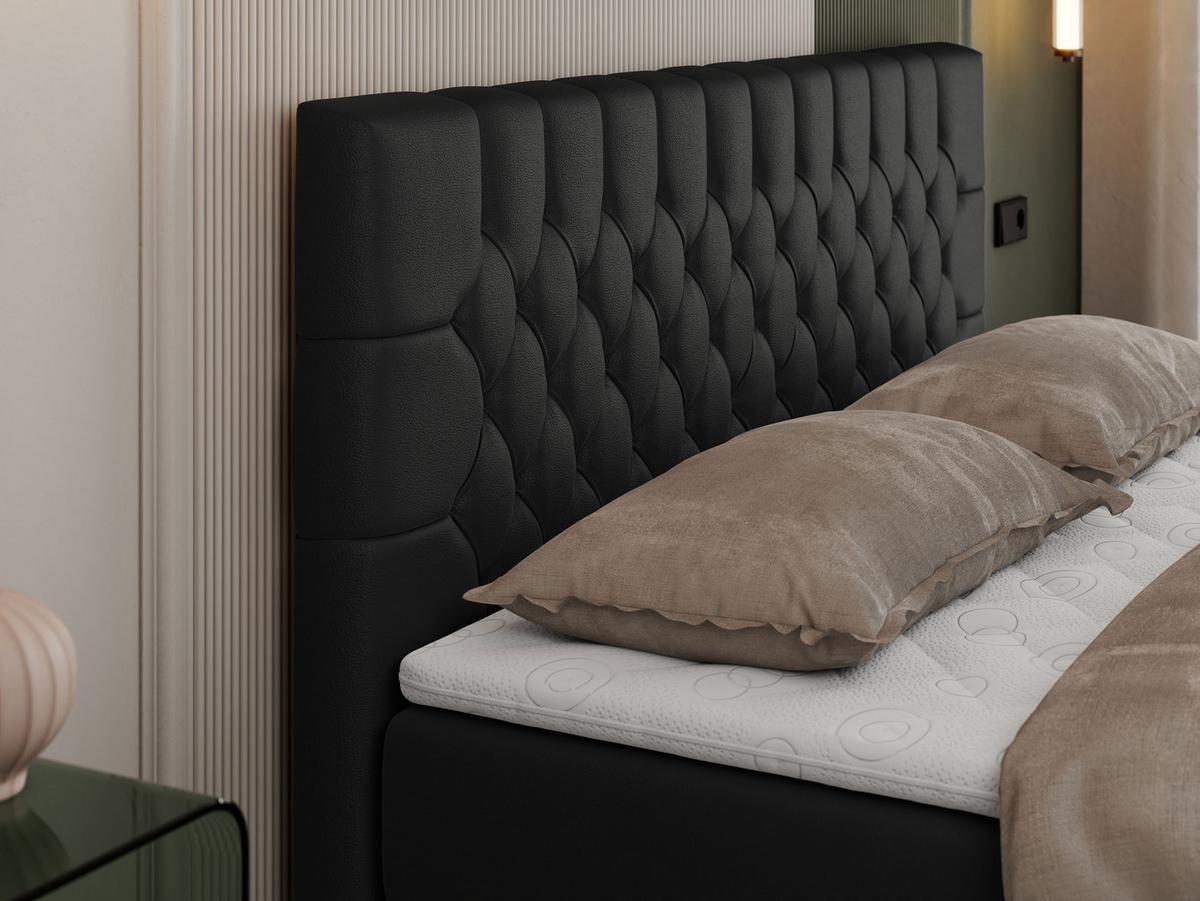 BOXBETT PERA 200/200 Schwarz Kunstleder - H3 - Schwarz, Holz/Textil (200/200cm) - MKS