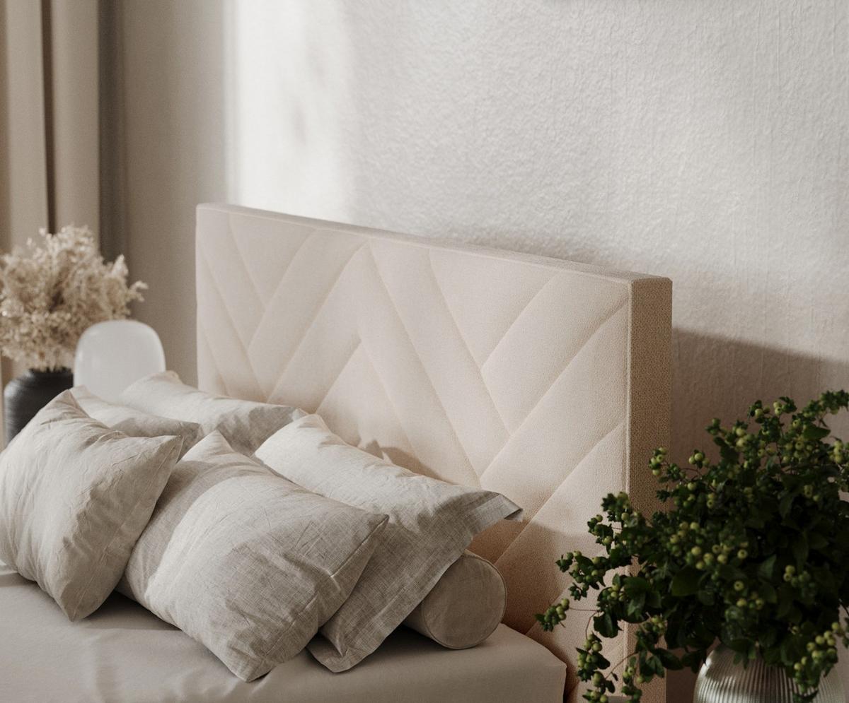 POLSTERBETT Arco 140/200 cm Creme im Asti Stoff - Creme/Schwarz, Holz/Holzwerkstoff (140/200cm) - AltaBeds
