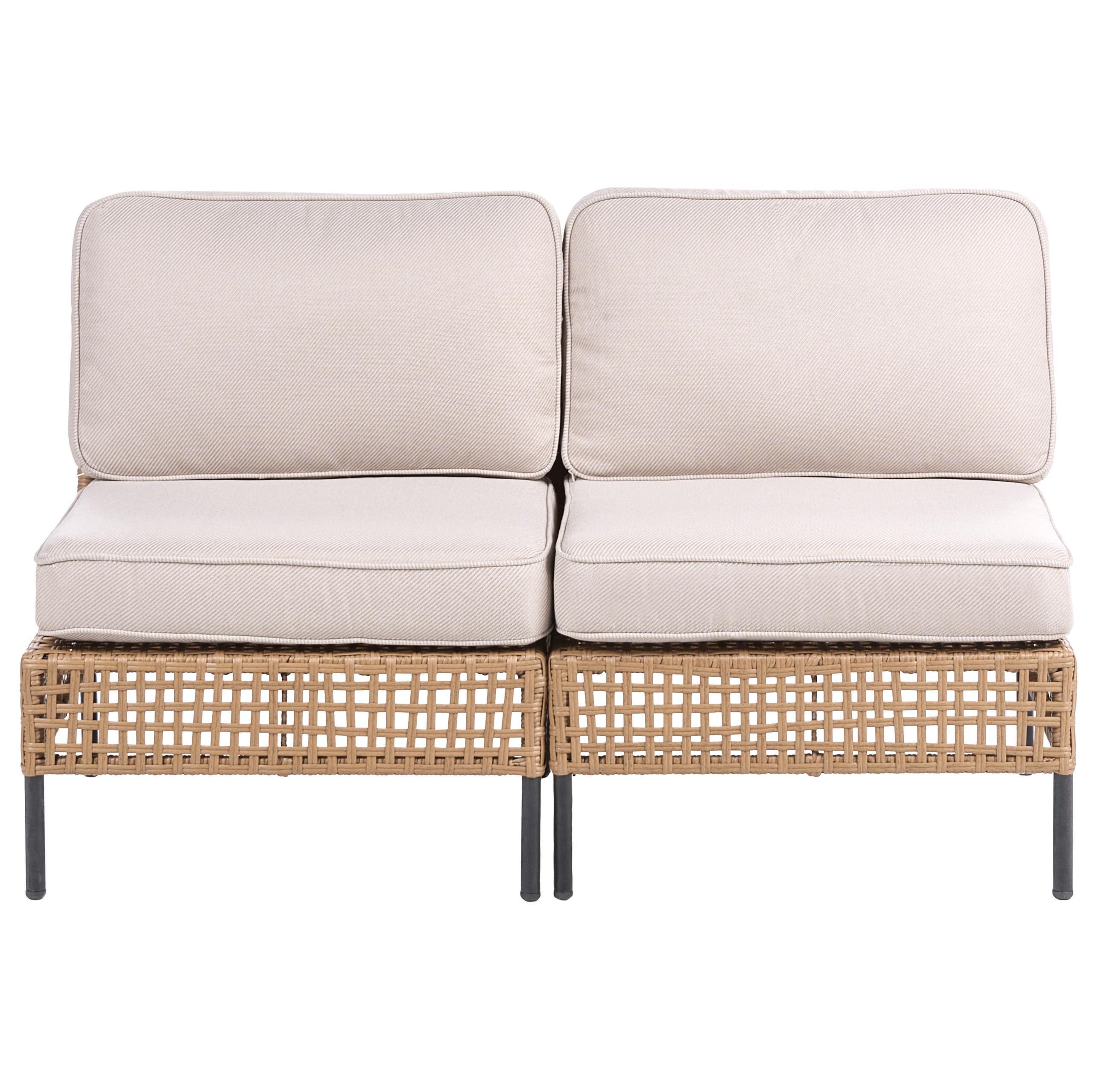 GARTENSOFA 2-Sitzer ohne Armlehnen Polyrattan Hellbeige Omegana - Beige/Schwarz, Kunststoff (130/80/68cm) - Beliani