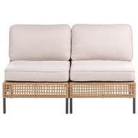 GARTENSOFA 2-Sitzer ohne Armlehnen Polyrattan Hellbeige Omegana - Beige/Schwarz, Kunststoff (130/80/68cm) - Beliani