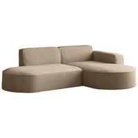ECKSOFA Hana L-Form 3-Sitzer Ecke Rechts, Boucle, Dunkelbeige 241/73/168 cm - Hellbraun/Beige, Textil/Metall (168/241cm) - WFL GROUP