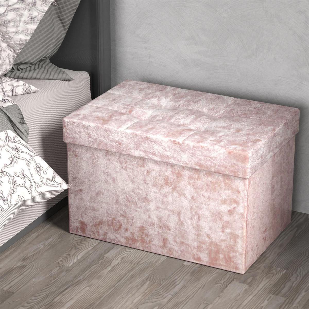 SITZBANK Faltbar mit Samtbezug 49/30/30 cm (Rosa) - Rosa, Karton (30/30/49cm) - Intirilife