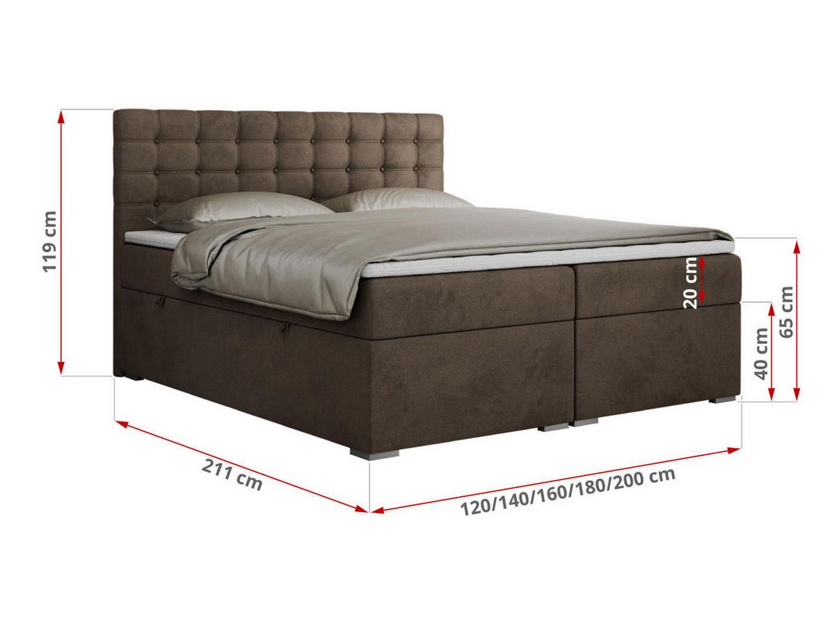 BOXBETT SUSAN 160/200 Braun Velvet - H4 - Braun, Holz/Textil (160/200cm) - MKS