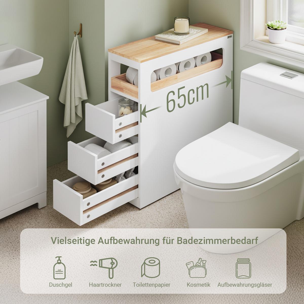 NISCHENREGAL mit Rollen, Weiß - Weiß, Holz/Holzwerkstoff (23/82/65cm) - SoBuy