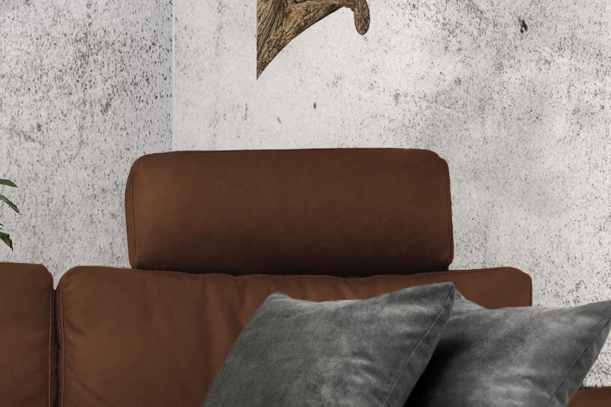 ECKSOFA XL MOTORISCHER RELAXFUNKTION LOLA Braun Leder Relaxfunktion - Schwarz/Braun, Leder (304/178cm) - KAWOLA