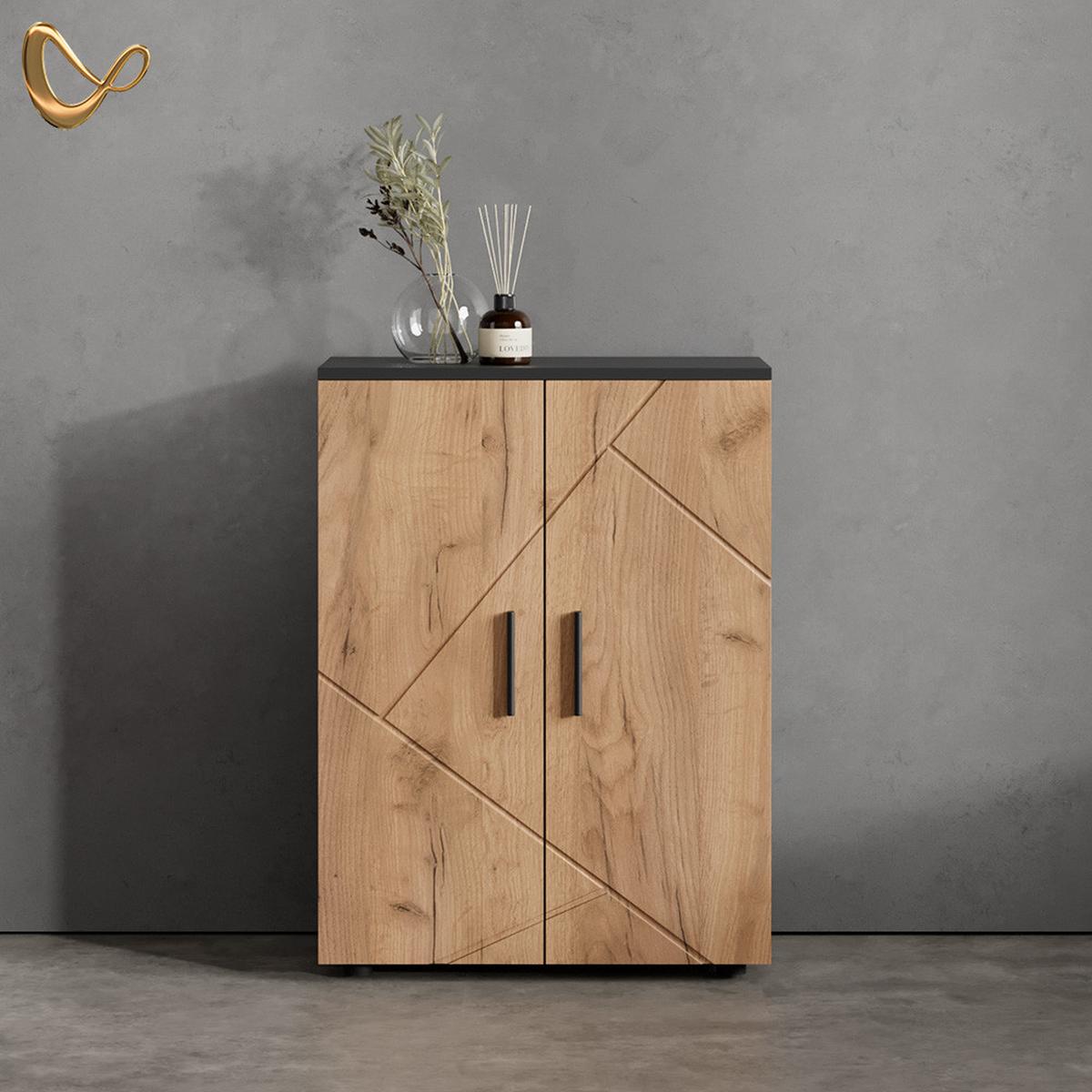 MIDISCHRANK Ronco Goldkraft Eiche/Anthrazit 60 x 81 cm - Honigeiche/Anthrazit, Holzwerkstoff (60/81/30cm) - Livinity®