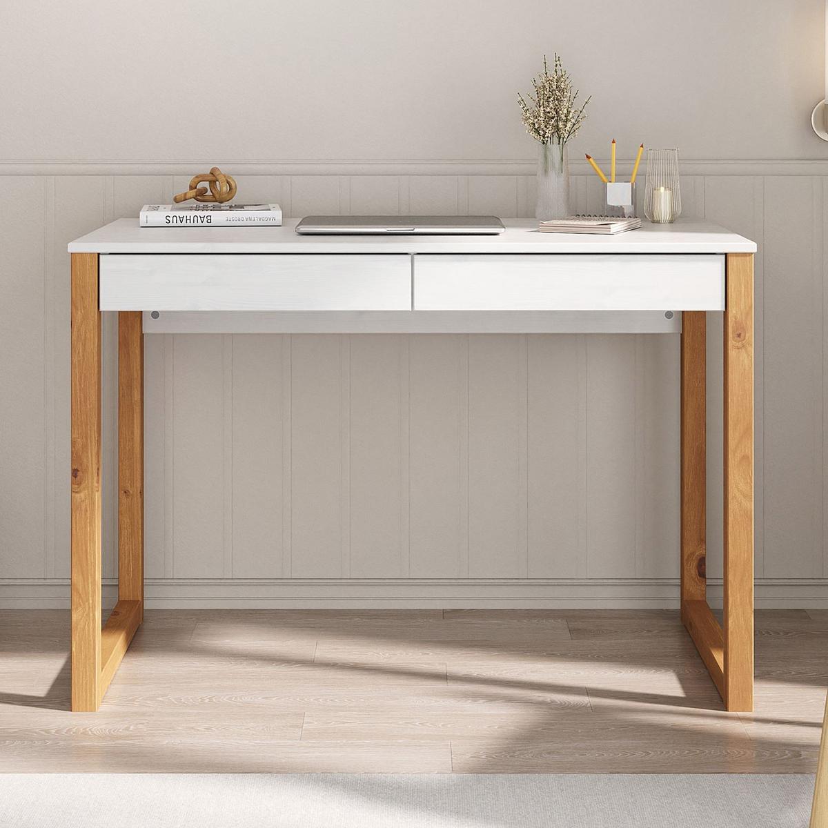 SCHREIBTISCH NOAH weiß/Eiche - Eichefarben/Weiß, Holz (54/110/75cm) - IDIMEX