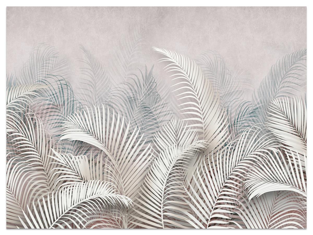 FOTOTAPETE für Schlafzimmer Tropische Blätter Palmenblätter Delikat 200x140 - Beige/Braun, Papier (200/140cm) - Muralo