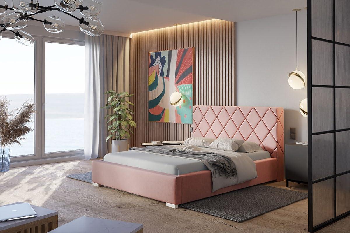 POLSTERBETT Málaga mit Kopfteil, 140x200 cm, Doppelbett mit Bettkasten und Lattenrost aus Holz, Velourstoff Grau - Grau, Holz/Textil (140/200cm) - Alpi-Möbel