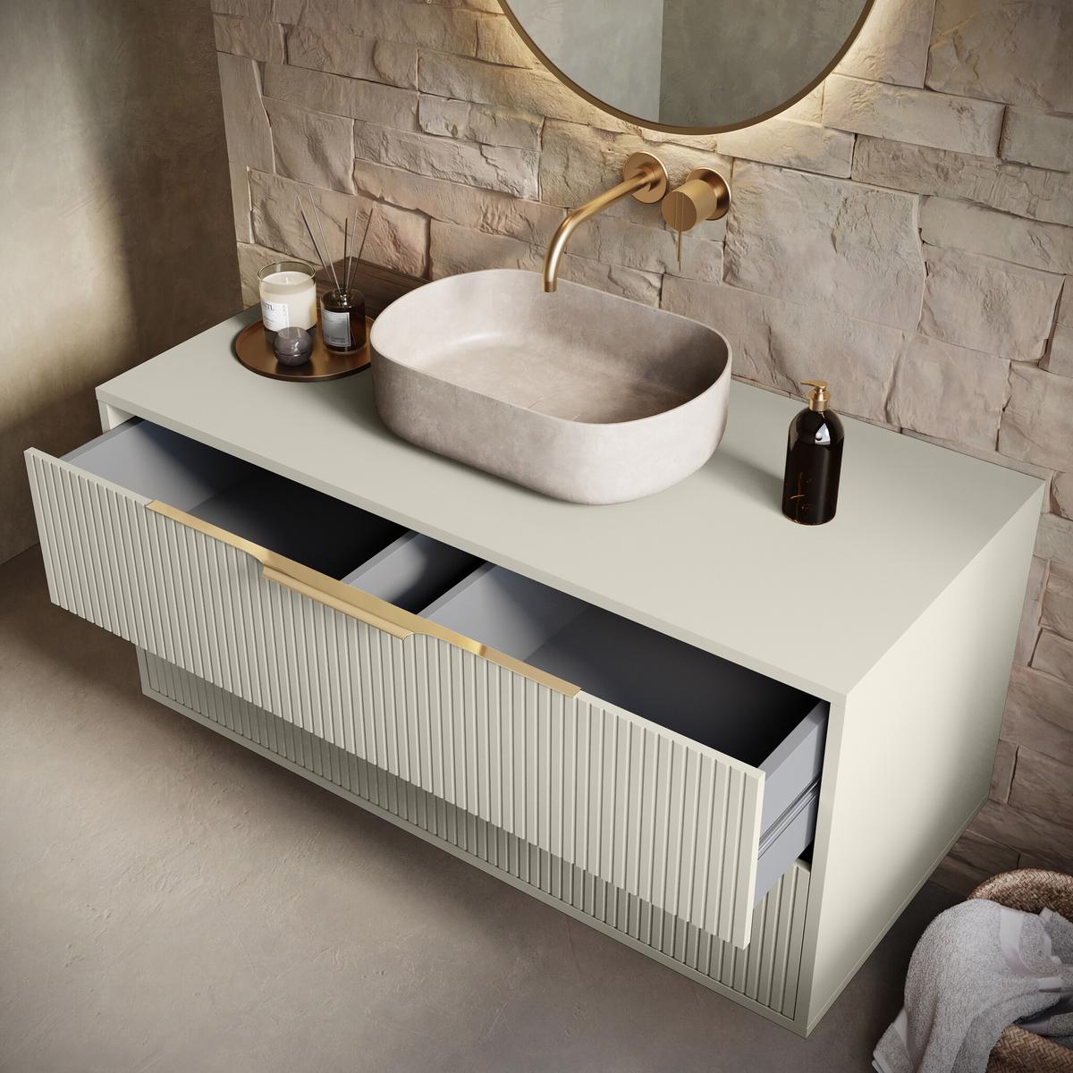 WASCHBECKENUNTERSCHRANK Rimini 2 Schubladen Cashmere - 100 x 46 x 54 cm - Kaschmir, Holz (100/46/46cm) - Badplaats