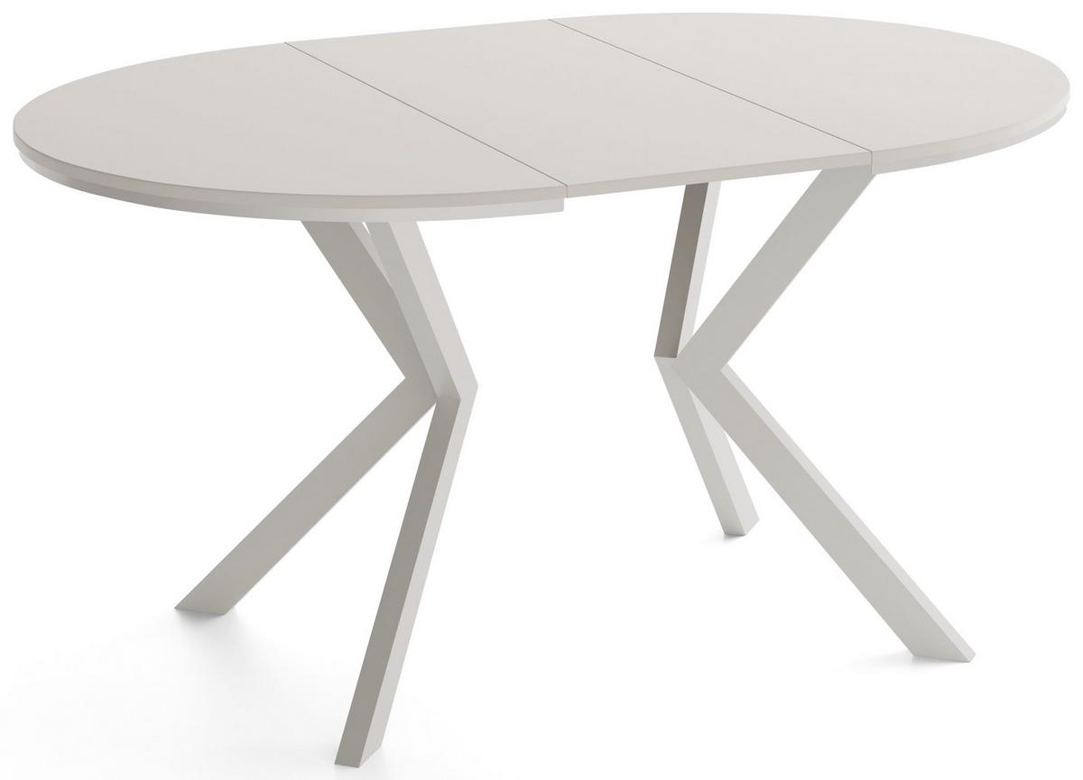 ESSTISCH Valio Neo rund oval ausziehbar verlängerbar mit Metallbeinen in Kaschmir Grau, Kaschmir 100-140/100/76 cm - Kaschmir/Beige, Holzwerkstoff/Metall (100/140/76cm) - WFL GROUP