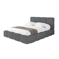 POLSTERBETT mit Bettkasten und Lattenrost, Bett mit Kopfteil, Boxbett ohne Matratze, Doppelbett mit Stauraum - NATA 120x200 Dunkelgrau - Chromfarben, Holzwerkstoff/Textil (120/200cm) - ALTDECOR