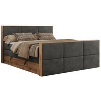 BOXSPRINGBETT ALBERO 2 KING DUO 120/200 Dunkelgrau Velvet - H4 - Dunkelgrau, Holz/Textil (120/200cm) - MKS