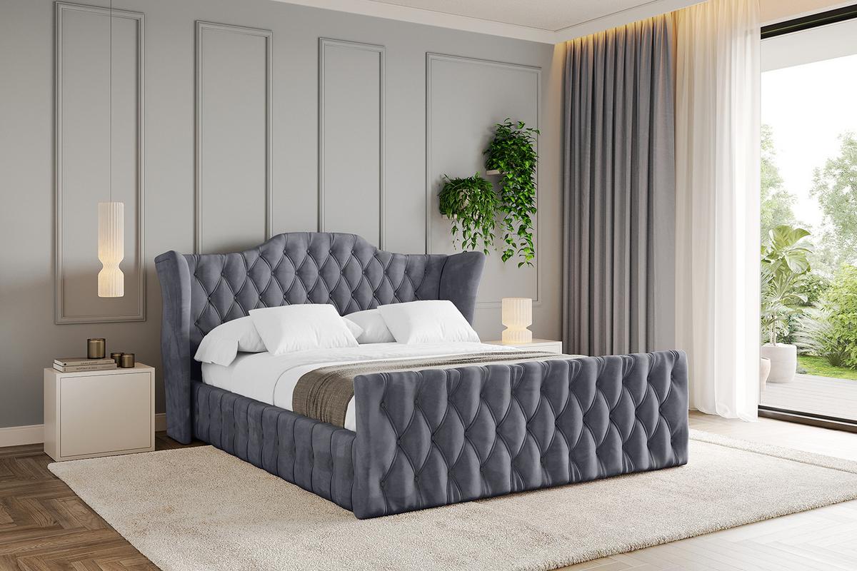 POLSTERBETT mit Bettkasten, Fußteil und Lattenrost, Boxbett mit Matratze H3/H4 - MODY-Z 120x200 Dunkelgrau - Dunkelgrau, Holzwerkstoff/Textil (120/200cm) - ALTDECOR