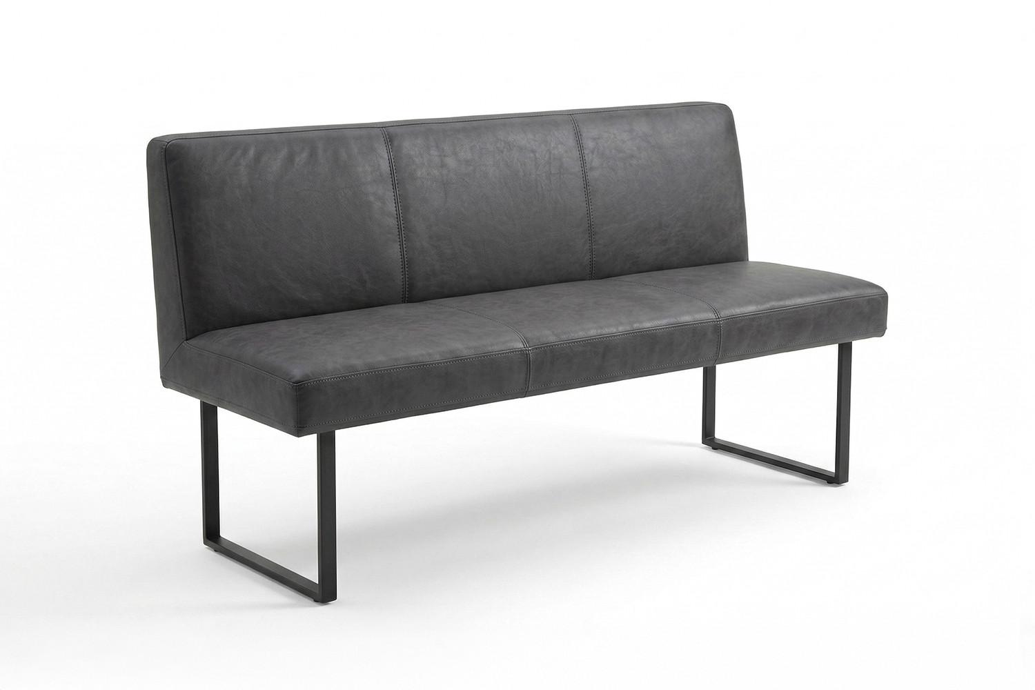ESSZIMMERBANK ELEEN Anthrazit Leder - Anthrazit, Leder (163/85/69cm) - KAWOLA