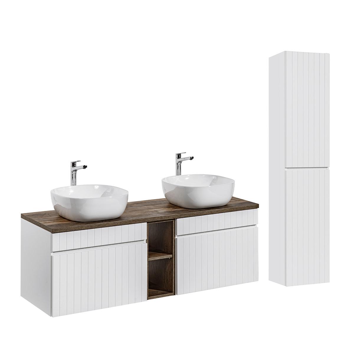 BADMÖBEL 140cm Zelie 2er-Set Weiß - Weiß, Holzwerkstoff (140/48/46cm) - Petits-meubles