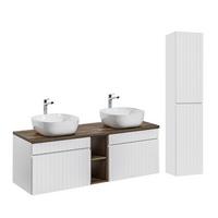 BADMÖBEL 140cm Zelie 2er-Set Weiß - Weiß, Holzwerkstoff (140/48/46cm) - Petits-meubles