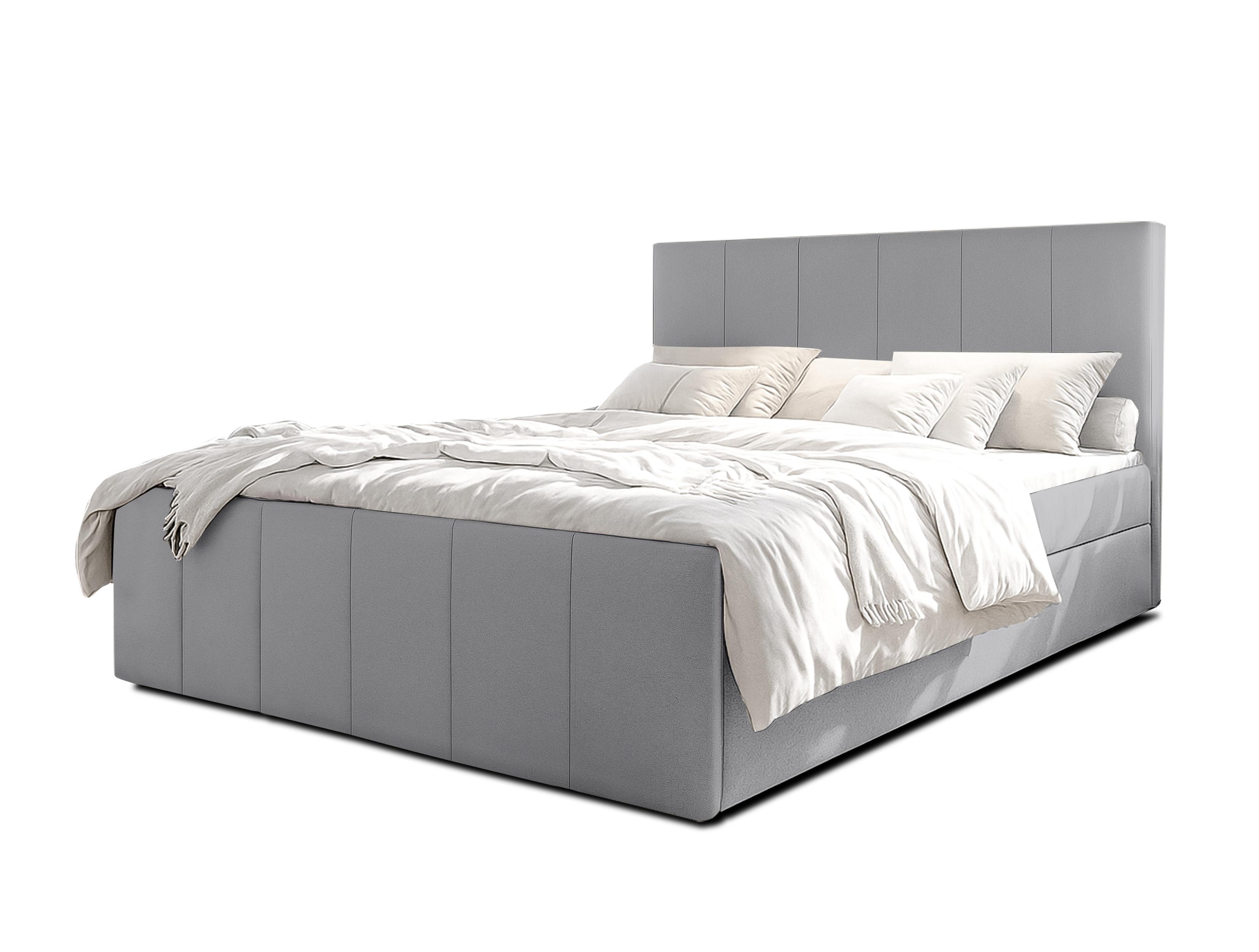 BOXBETT LEVENTE 180x200 cm mit Bettkasten und Matratze - Grau + TOPPER - Schwarz/Grau, Holz/Holzwerkstoff (180/200cm) - AX Living