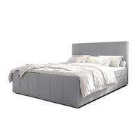 BOXBETT LEVENTE 180x200 cm mit Bettkasten und Matratze - Grau + TOPPER - Schwarz/Grau, Holz/Holzwerkstoff (180/200cm) - AX Living