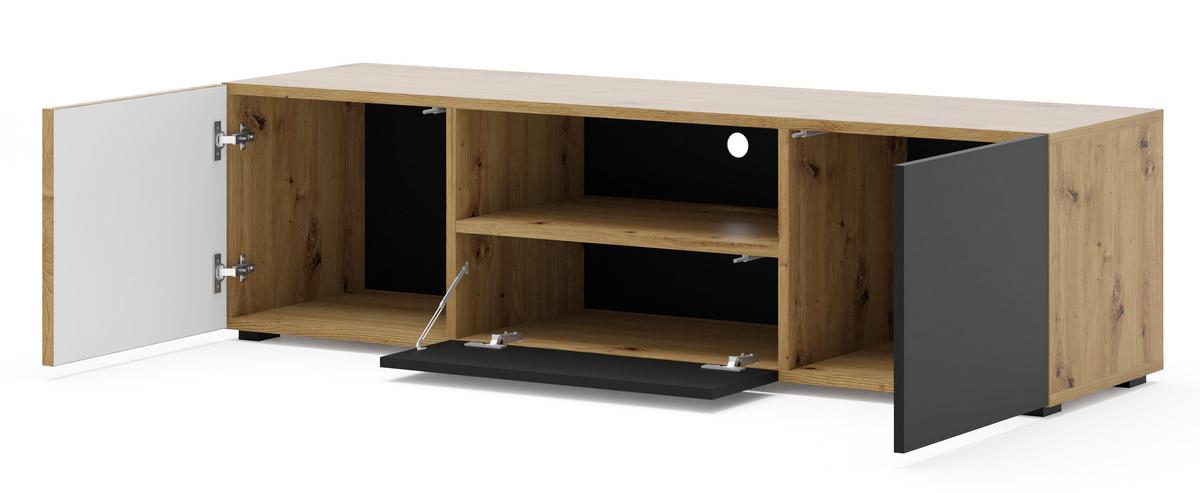 TV LOWBOARD Artisan Eiche, Schwarz 150/42/42 - Schwarz, Holzwerkstoff (150/42/42cm) - RAUMHIRSCH FURNITURE