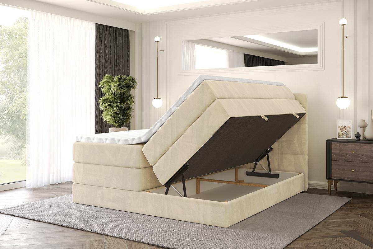 BOXSPRINGBETT mit Matratze H3|H4 und Lattenrost - LIRO KING-200x200 - Beige Monolith - Beige, Holzwerkstoff (200/200cm) - ALTDECOR
