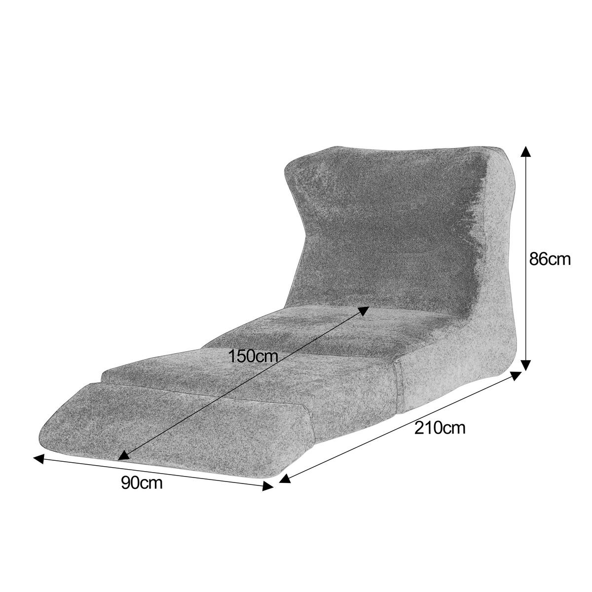 LOUNGE SESSEL Chenille Optik umwandelbar zum Liegestuhl - Grau, Textil (90/86/118cm) - Urban Meuble