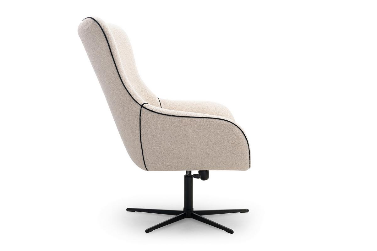 SESSEL SOGNO, Modern Polstersessel Loungesessel, Bucle-Stoff Beige - Beige, Holz/Metall (88/110/106cm) - MASSENO