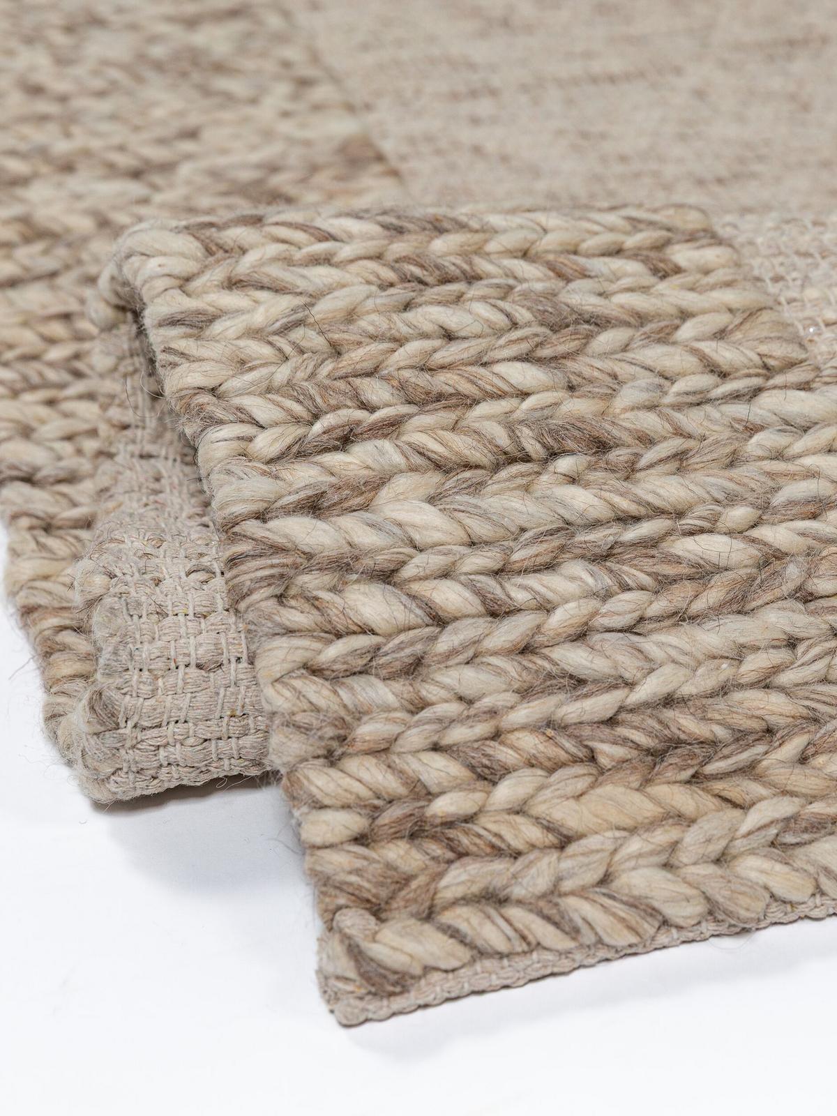 FLACHWEBTEPPICH handgewebt CALDER, Zopfbordüre, Beige-Braun, 120 x 170 cm - Beige, Textil (120/170cm) - KADIMA DESIGN