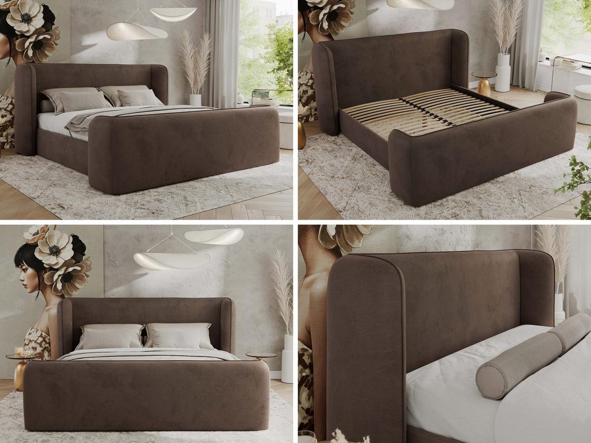 POLSTERBETT EMORA CLASSIC DUO 140/200 - Braun Velvet - Pocket-Matratze - Braun, Textil (140/200cm) - MKS