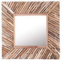 WANDSPIEGEL Holz hellbraun quadratisch 60/60 cm Kanab - Hellbraun, Holz (60/60/5cm) - Beliani