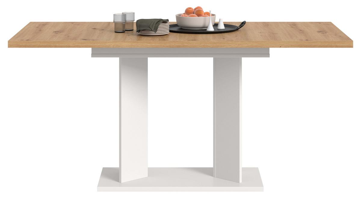 ESSTISCH Eiche Artisan, weiß 120 - 160 x 80 cm, Küchentisch ausziehbar - Eiche Artisan/Weiß, Holzwerkstoff (80/120/76cm) - Inn.Furn