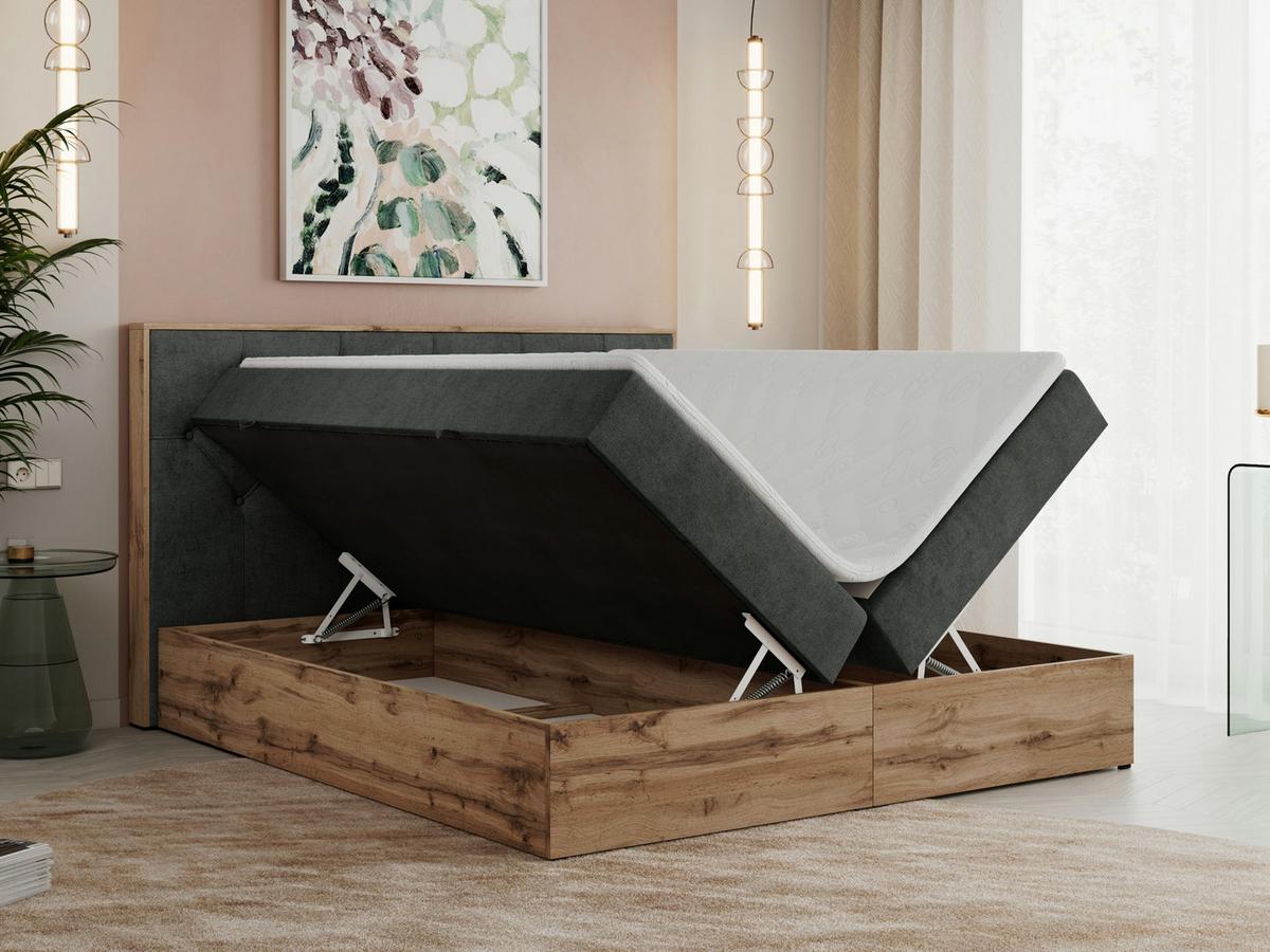 BOXBETT VENETO 140/200 Dunkelgrau Struktur - H3 - Dunkelgrau, Holz/Textil (140/200cm) - MKS