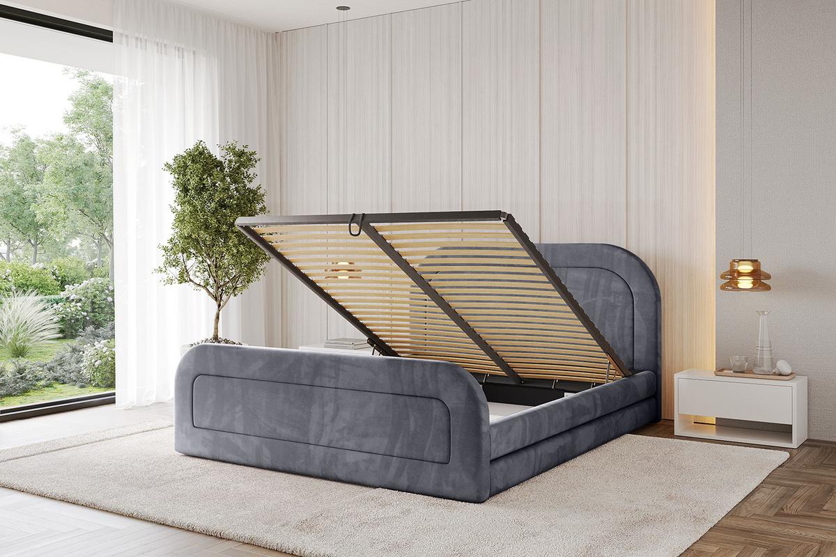 POLSTERBETT mit Bettkasten, Fußteil und Lattenrost, Boxbett ohne Matratze - LERIS-Z 180x200 Dunkelgrau - Dunkelgrau, Holzwerkstoff/Textil (180/200cm) - ALTDECOR