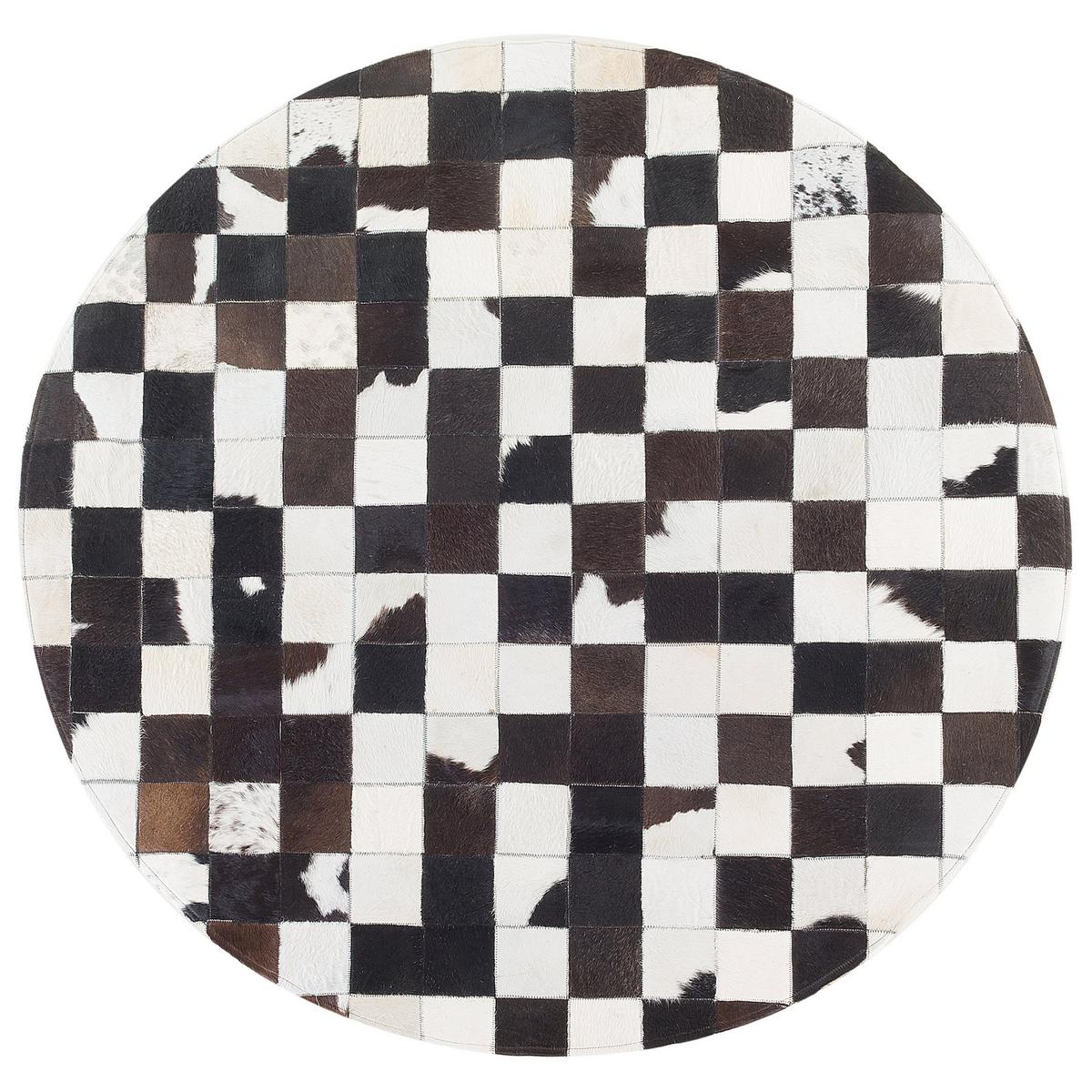 KURZFLOR-TEPPICH Bergama 140/140 cm - Schwarz, Fell (140/140cm) - Beliani