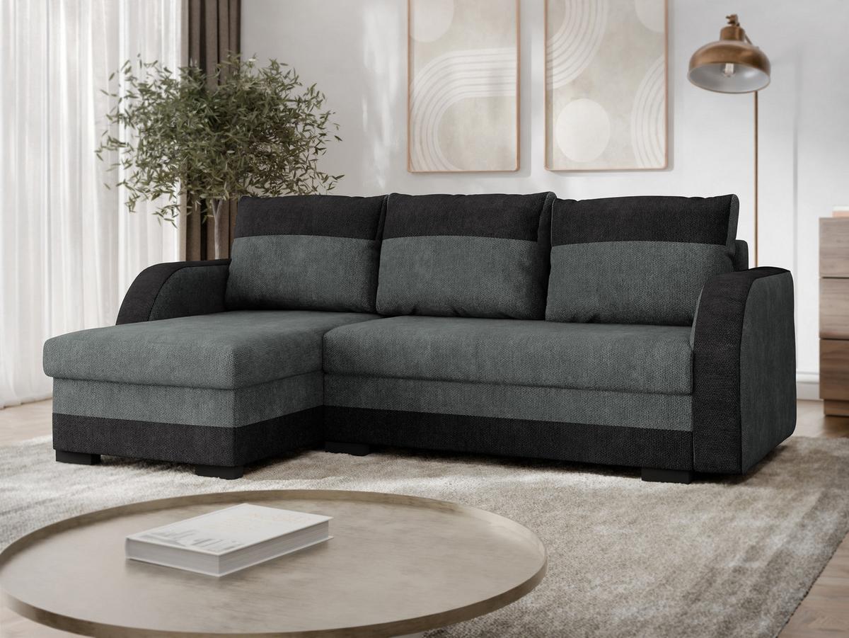 ECKSOFA Jozef - Dunkelgrau/Schwarz, Holz/Textil (230/140cm) - MIRJAN24