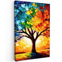 LEINWANDBILD Baum - Kunst - Natur - Sonnenuntergang Wanddeko Schlafzimmer 60x90 cm - Multicolor, Textil (60/90cm) - MuchoWow