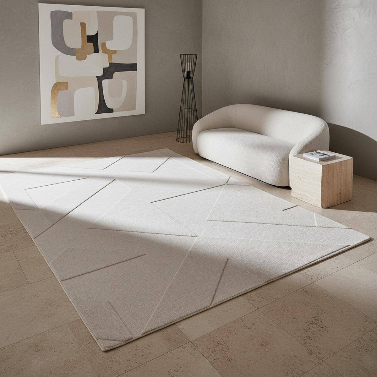 TEPPICH Kurzflor Waschbar LAVAREDO in Creme, geometrisch, 240 x 340 cm - Beige, Textil (340/240cm) - KADIMA DESIGN