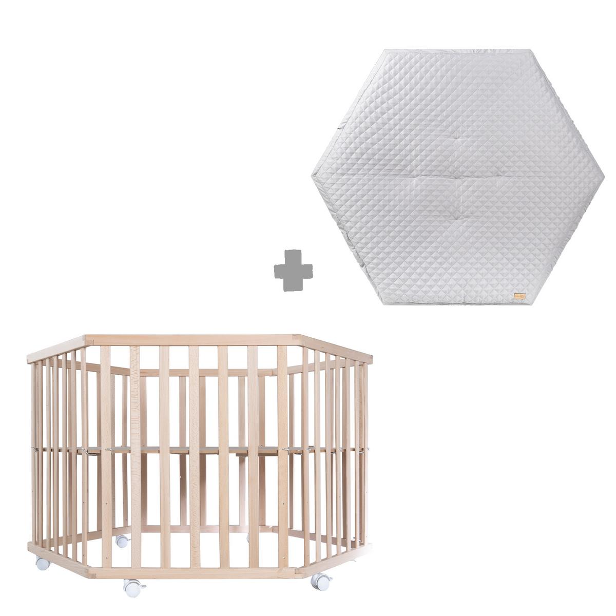 LAUFGITTER 6-eckig roba Style grau - Naturfarben, Holzwerkstoff (118.5/72.5/103.5cm) - Roba