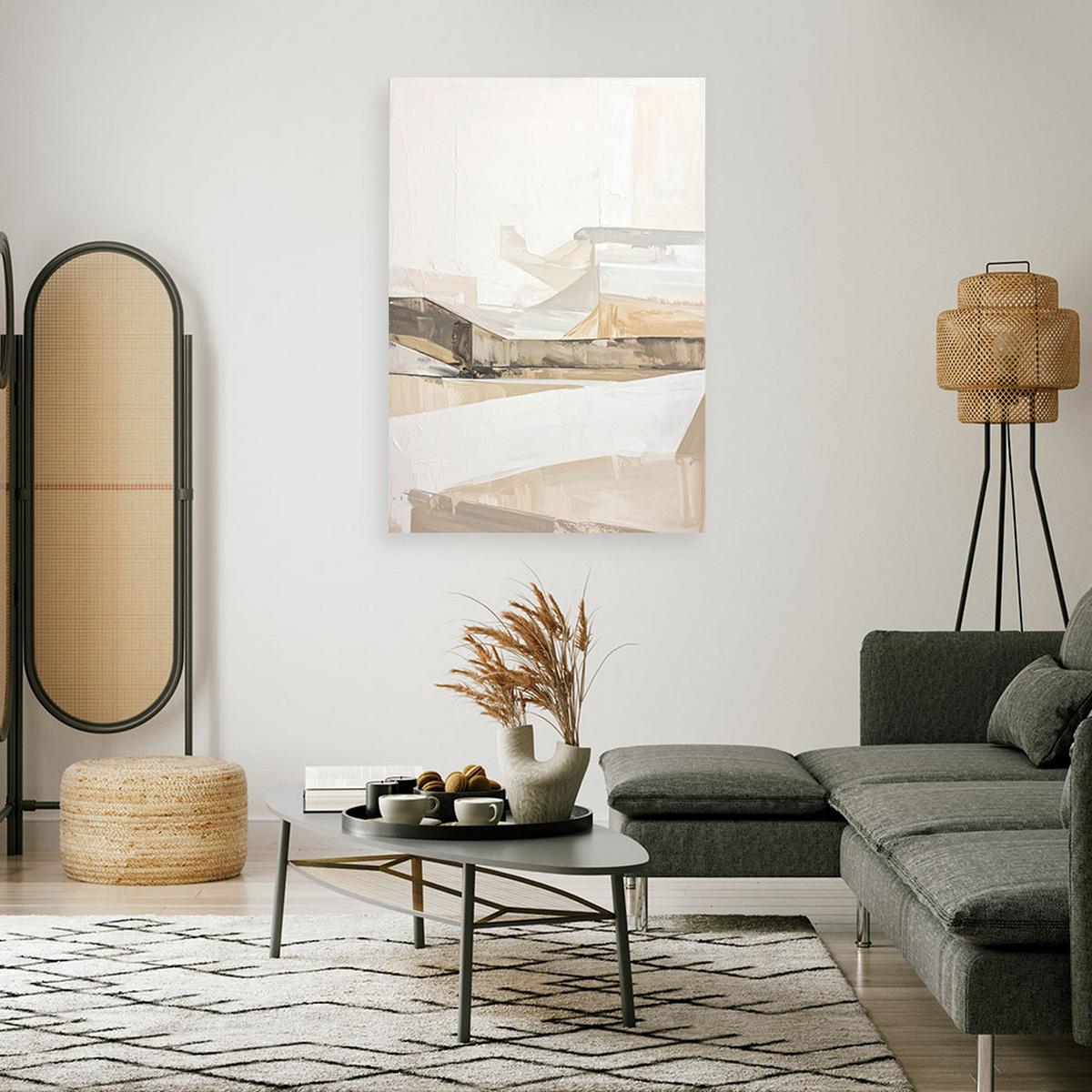 BILD auf Leinwand, Beige modische Abstrakt - Grau, Textil (40/60cm) - Feeby