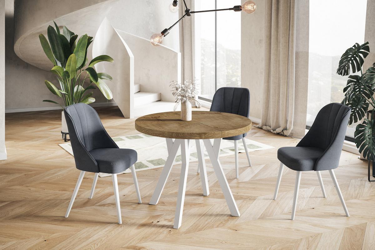 RUNDER Esstisch ausziehbar – Moderner Wohnzimmertisch und Küchentisch – Tisch mit Stabile Konstruktion, Durchmesser 100 cm - 200 cm - Farbe Lefaks - Dunkelbraun/Weiß, Holzwerkstoff (100/100/77cm) - Alpi-Möbel
