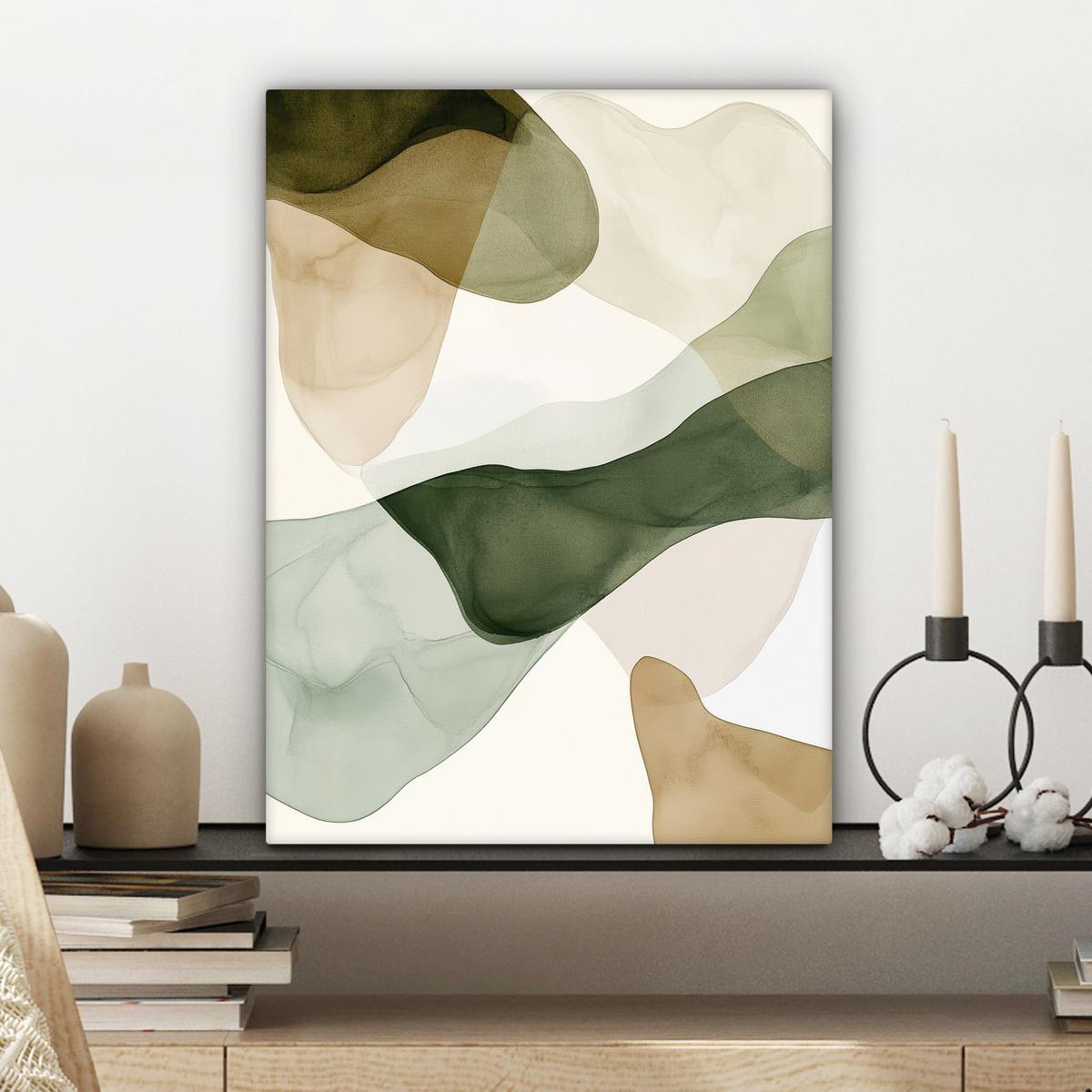 LEINWANDBILD Japandi - Abstrakt - Grün Room Decor 30x40 cm - Salbeigrün, Textil (30/40cm) - MuchoWow