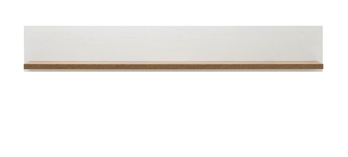 WANDBOARD weiß Pinie, Eiche hell Landhaus, Wandregal 130 cm - Eichefarben/Weiß, Holzwerkstoff (130/20/20cm) - Furn.Design