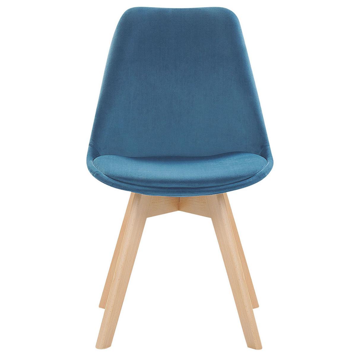 ESSZIMMERSTUHL 2er-Set Samtstoff Blau Dakota - Blau, Holz/Textil (47/82/57cm) - Beliani
