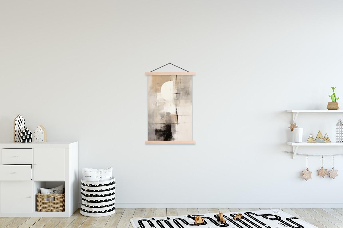 POSTER MIT MAGNETLEISTEN Abstrakt - Kunst - Grau Wandbild Schlafzimmer 60x90 cm - Hellgrau, Textil (60/90/0.15cm) - MuchoWow