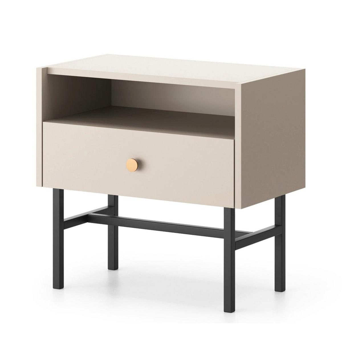 NACHTTISCH Divenos Greige 54 cm - Taupe/Goldfarben, Holzwerkstoff/Metall (54.8/52/39cm) - Selsey