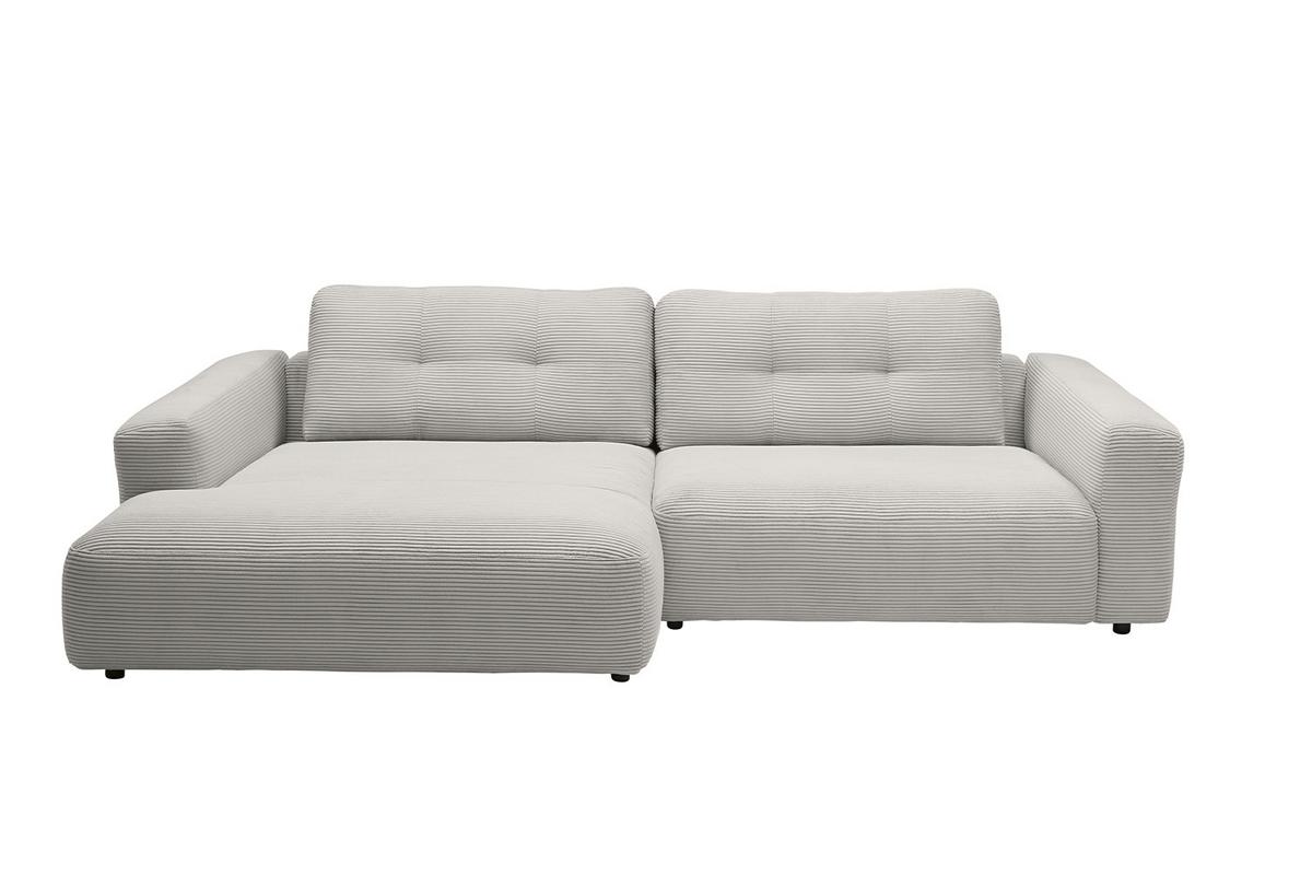 ECKSOFA MIKA Hellgrau Cord - Hellgrau/Schwarz, Kunststoff/Textil (276/167cm) - KAWOLA