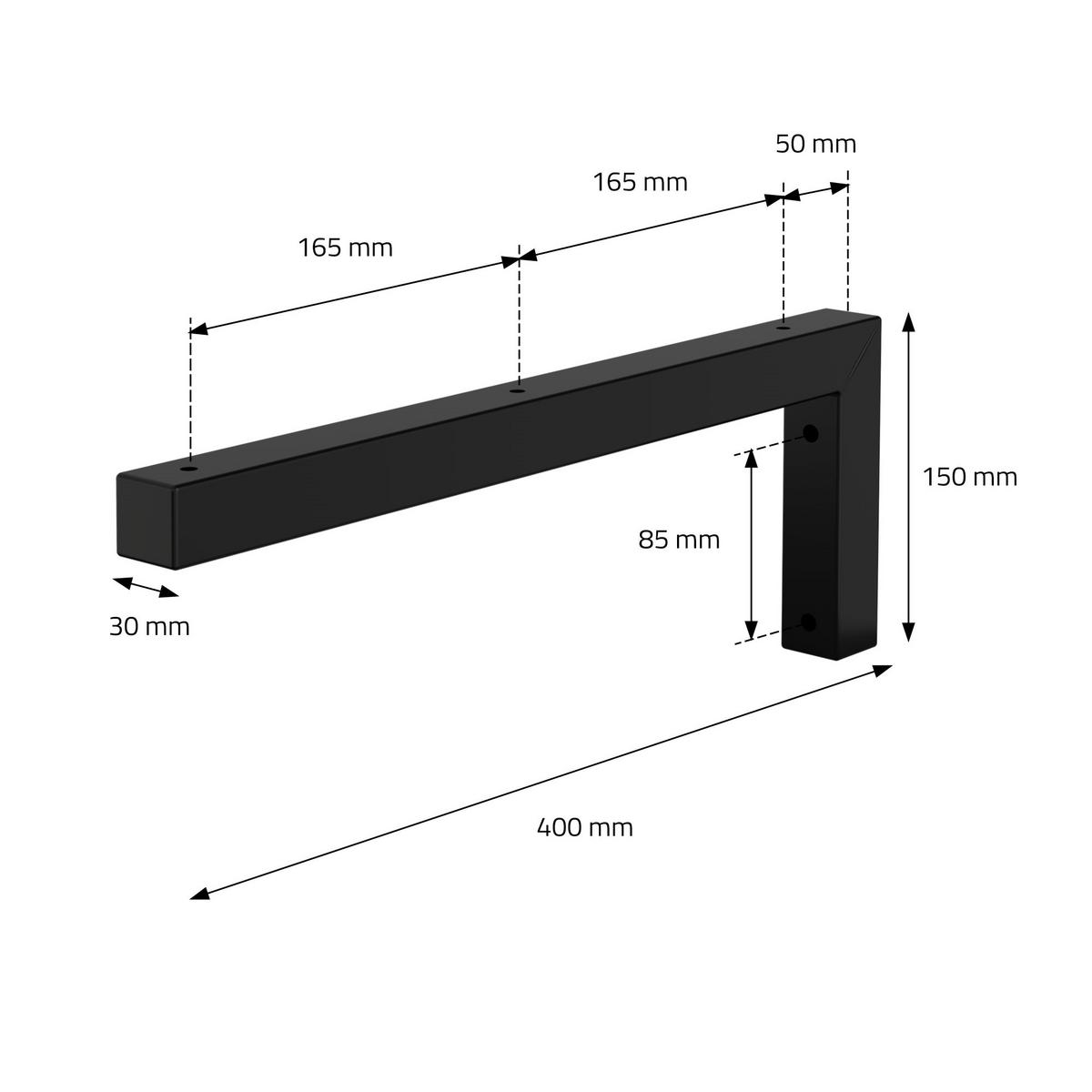 REGALHALTERUNG - Schwarz, Metall (40/15/3cm) - ML-DESIGN