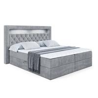 BOXBETT LED mit H3-Matratze und Lattenrost - NOEL GOLD - 140x200 Grau - Grau, Holzwerkstoff (140/200cm) - ALTDECOR